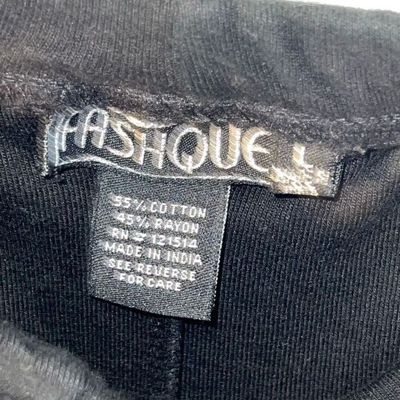 Fashque Sequined Cropped Pants Women’s Large Black Stretch Straight Legs Classic - Picture 4 of 8